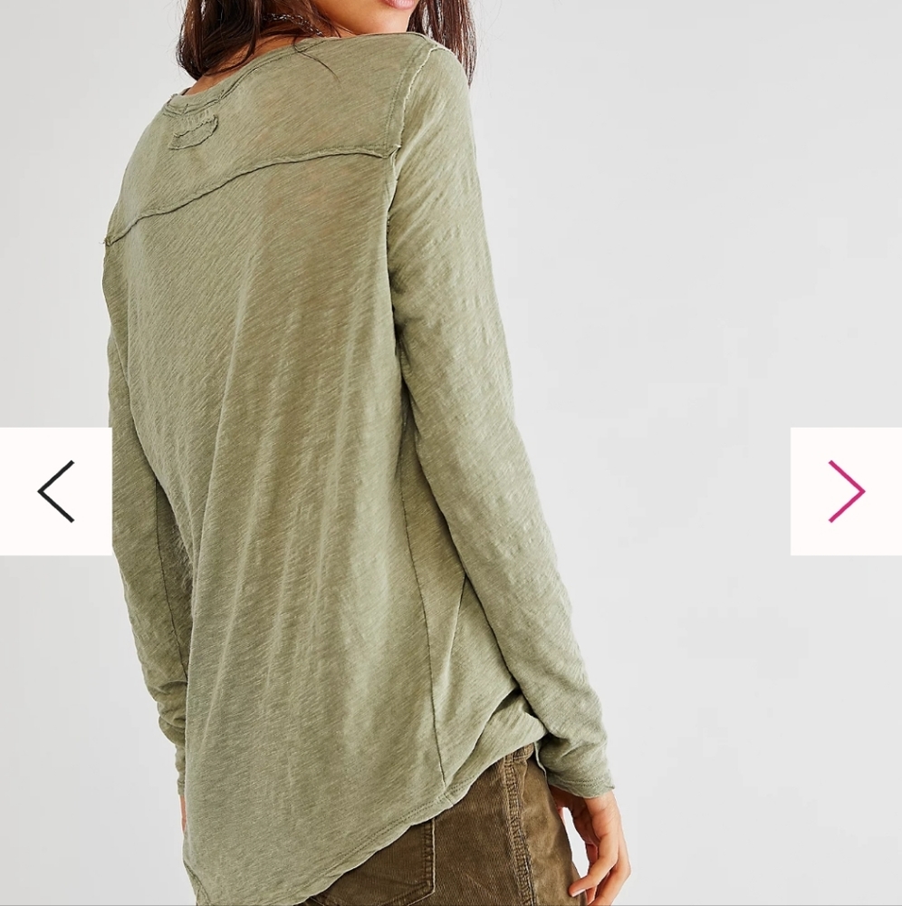 Free people wee the free betty long sleeve tee faded military - Picture 2 of 6